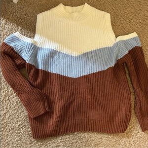 Cute Cold-Shoulder Knit Sweater